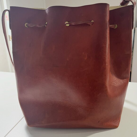 Mansur Gavriel Large Brown Bucket Bag - Picture 5 of 7